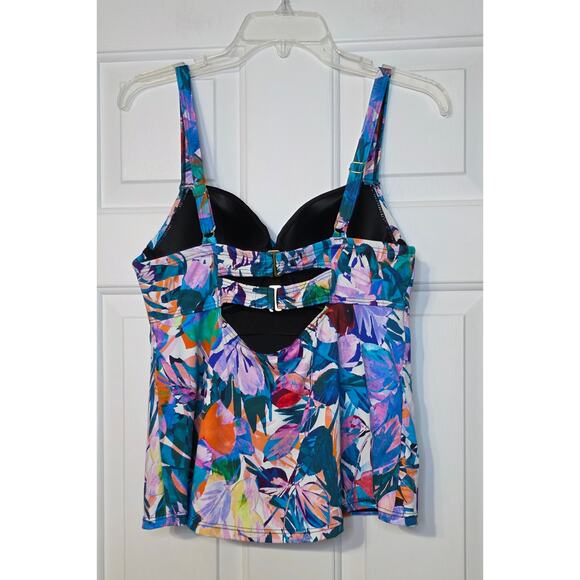 Swimsuits For All Leaf Print Underwire Tankini Top Size 10 NWT - Picture 2 of 5